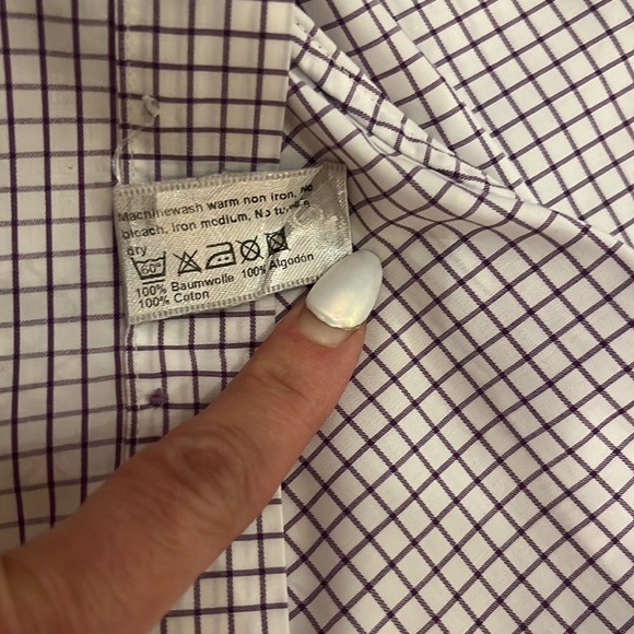 Eton purple plaid men’s size 18/46 dress shirt - Picture 4 of 5